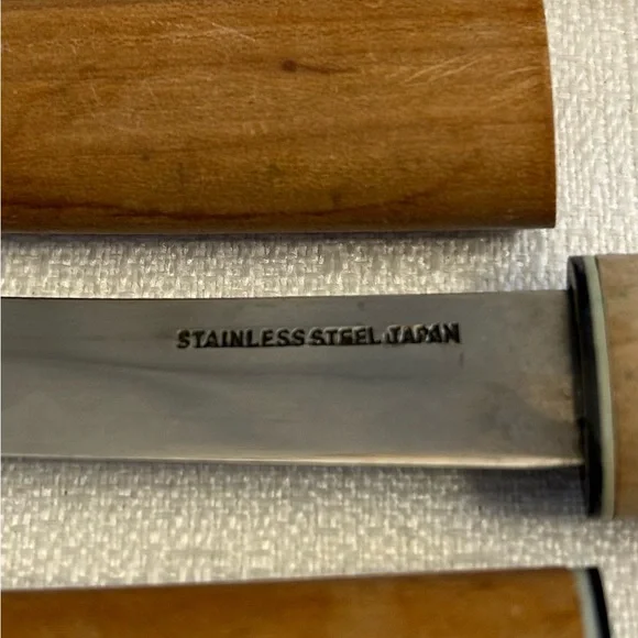Vintage Japanese Kanenari Seki Knives with Bamboo Sheath - Picture 4 of 7